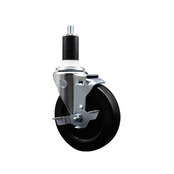 5'' Hard Rubber Swivel 1-3/8'' Expanding Stem Caster with Brake